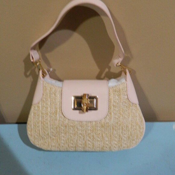 Mark & Graham Bamboo Raffia Shoulder Bag Pink - Picture 9 of 11